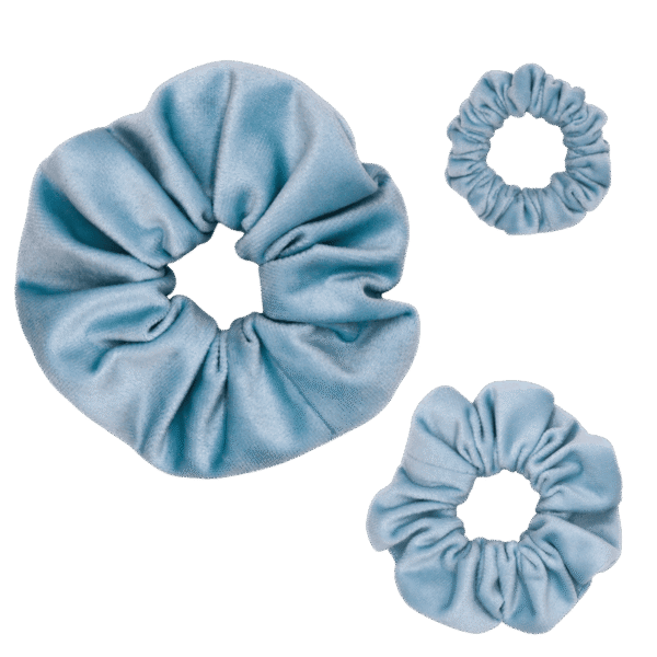 Light Blue Velvet Scrunchies